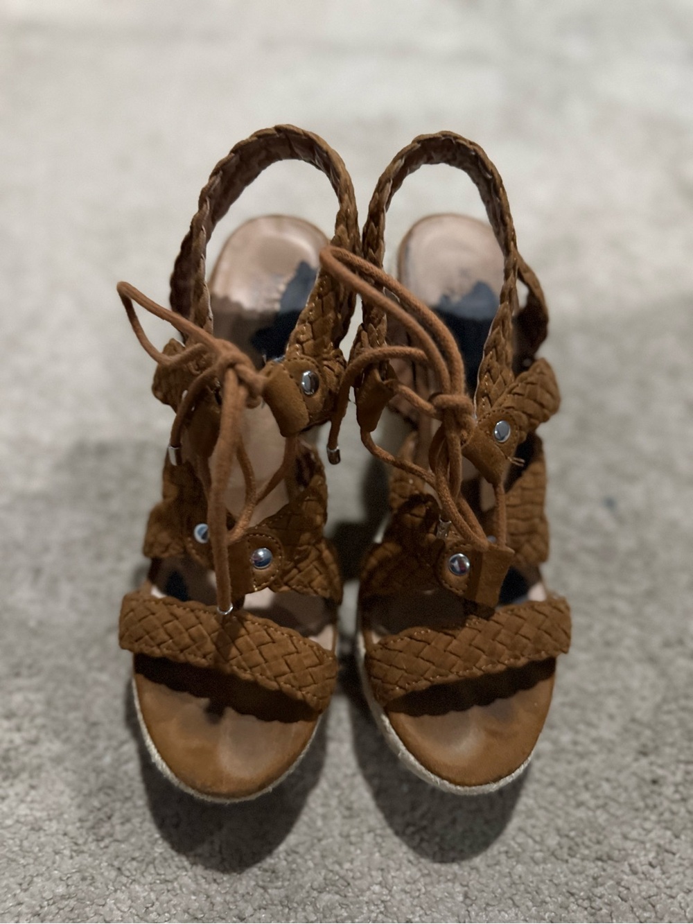 Mossimo Supply Co. Brown Braided Lace-Up Wedge Sandals